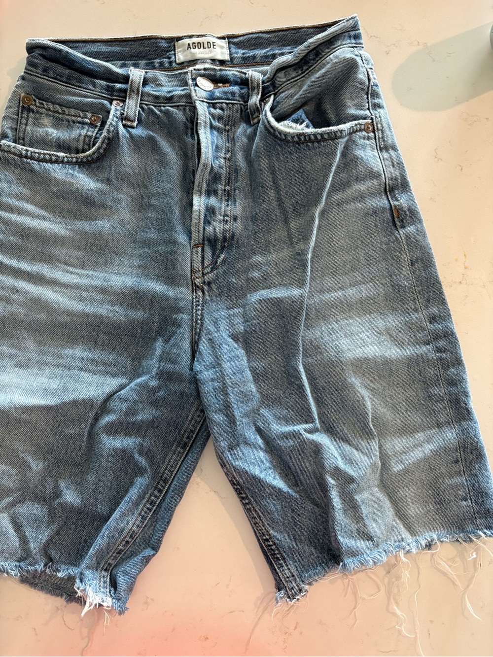 AGOLDE High-Rise Cutoff Denim Shorts - 24